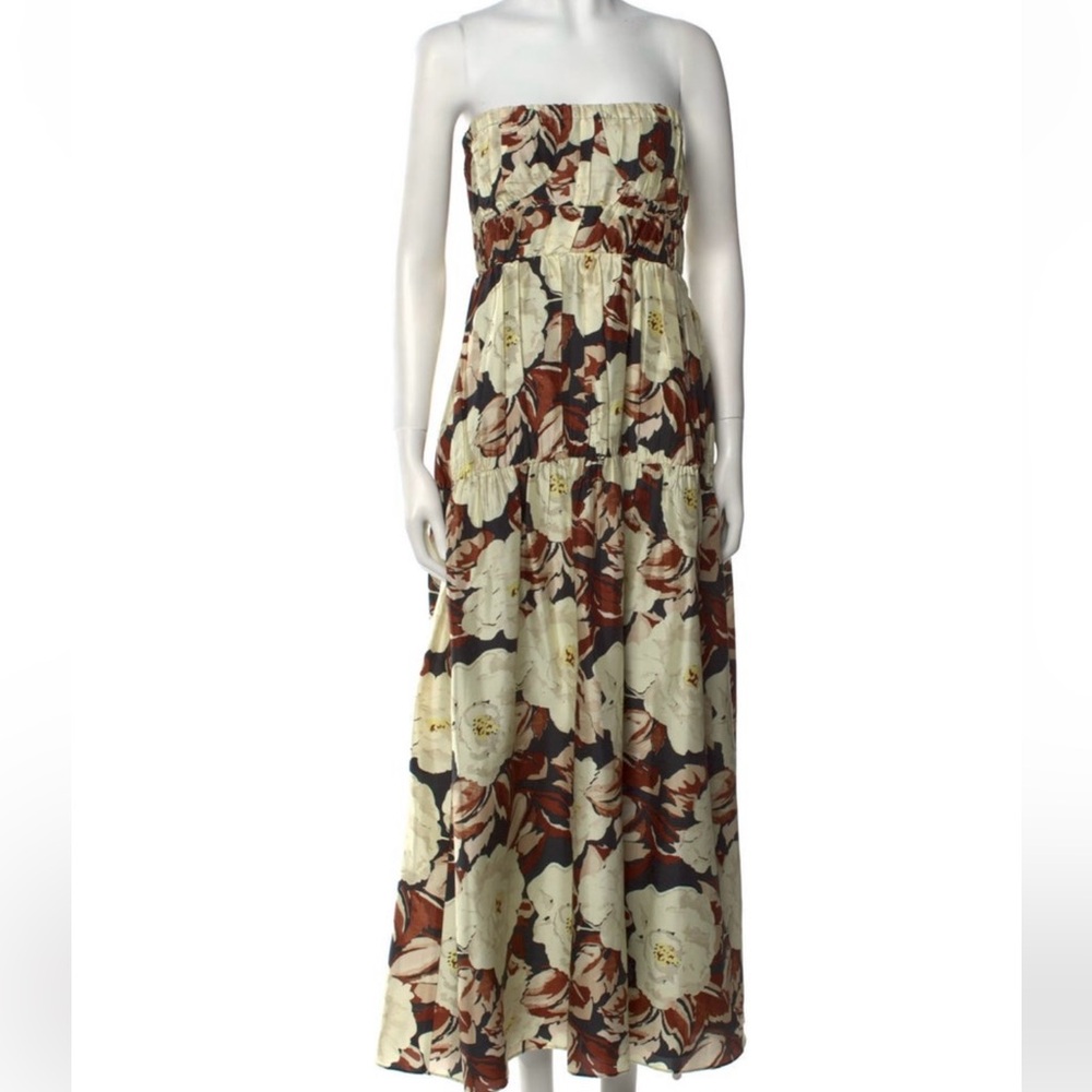 SOLD SIR. Vivienne Strapless Silk Floral Maxi Dress